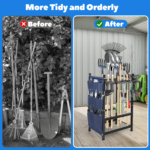 Heavy-Duty Metal Garden Tool Organizer – Holds 35 Long-Handled Tools