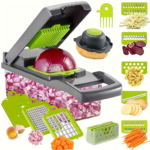 16-in-1 Vegetable Chopper Set with 8 Stainless Steel Blades