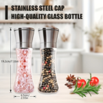 Stainless Steel Salt and Pepper Grinder Set – 2 Pack Refillable