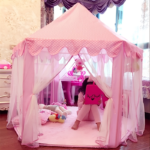 Pink Princess Hexagon Play Tent with Gauze Curtains for Kids