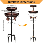 42&quote; Heavy-Duty Double-Layer Metal Bird Bath with 5-Prong Base