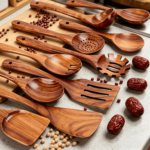 10-Piece Natural Wooden Kitchen Utensil Set – Non-Stick Cooking Spoons