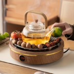 34 oz Borosilicate Glass Teapot with Wood Handle & Infuser
