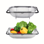 Expandable Stainless Steel Over-the-Sink Colander with Fine Mesh