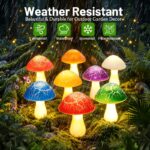 Solar Mushroom Garden Lights 8-Piece – Cracked Glass Outdoor Decor