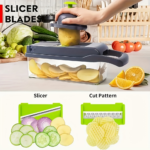 16-in-1 Vegetable Chopper Set with 8 Stainless Steel Blades