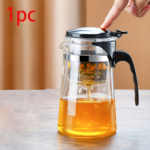 25 oz Glass Press Teapot with One-Touch Tea Separator - 1pc Transparent