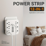Wall Power Strip Surge Protector – 6 AC Outlets & 6 USB Ports 2 USB-C