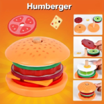 Wooden Stacking Hamburger Toy with Order Cards for Kids