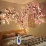 Bendable LED Cherry Blossom Branch Vine Lights | 8 Modes & USB Power - 48 LED lights + 48 cherry blossoms