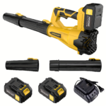 580 CFM Cordless Leaf Blower with 4.0Ah Battery & 6 Speeds - Yellow model with two batteries + fast charger