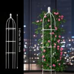 European Metal Plant Trellis Stand for Climbing Roses & Clematis - White