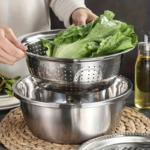 3-Piece Stainless Steel Mixing Bowl Set with Grinder & Colander