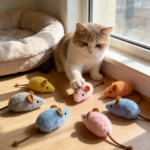3-Pack Interactive Plush Mouse & Fish Bone Cat Toys with Squeaker