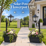 Solar Flower Pot Light 1/2-Pack – Vintage Planter Pathway Lamp