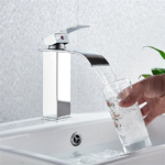 Stainless Steel Waterfall Bathroom Faucet – Hot & Cold Single Hole