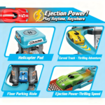5-Layer 3D Parking Garage Race Track Set with 2 Cars & Helicopter