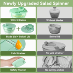 5.3 Qt Large Salad Spinner Set with 5 Mandoline Slicer Blades