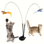 Interactive Suction Cup Cat Feather Toy – Hands-Free Bird Teaser Stick