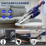6000Pa Portable Mini Vacuum Cleaner for Home & Car