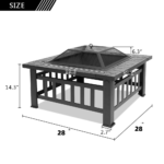 28&quote; Metal Outdoor Fire Pit Table for Patio & Backyard