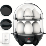 Double Layer Electric Egg Cooker & Steamer with Auto Shut-Off - Black