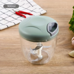 Multifunctional Manual Garlic Masher & Vegetable Cutter – Kitchen Chopper - Green 30.43oz [5 blades]