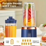 6-Blade 2-in-1 Portable Blender & Juicer with USB Charging 2 Cups