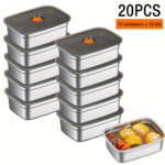 20-Piece Stainless Steel Food Storage Containers with Airtight Lids