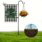 Garden Flag Holder Stand with Shepherd Hook – 4-Prong Base