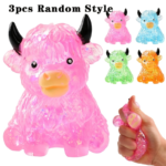 3-Pack Glitter Highland Cow Slow-Rise Squishy Fidget Toys - 3pcs