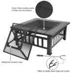 28&quote; Metal Outdoor Fire Pit Table for Patio & Backyard