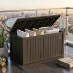 Large Outdoor Resin Deck Box with Lockable Lid & Handles
