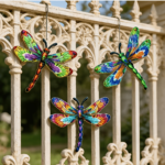 3D Colorful Metal Dragonfly Wall Decor 3-Piece Set – Garden Art