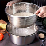 2-Piece Stainless Steel Micro-Pore Colander & Mixing Bowl Set
