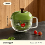 Rotating Double-Layer Vegetable Spinner & Washing Basin Set - Green