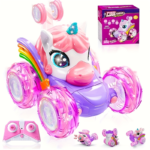 4WD Rechargeable Remote Control Car with 360° Stunt Rotation - Pink remote control car