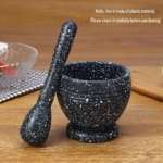 Manual Garlic Press & Spice Grinder Set – PP Mortar & Pestle Set - Black - Garlic Press