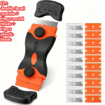Multi-Purpose Razor Blade Scraper Tool Kit for Glass & Sticker Removal - Thickened Material Black and Orange Set