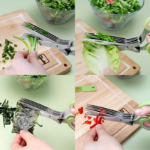 5-Blade Stainless Steel Herb & Scallion Scissors with Cleaning Comb