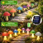 Solar Mushroom Garden Lights 8-Piece – Cracked Glass Outdoor Decor