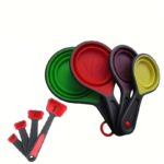 8-Piece Collapsible Silicone Measuring Cups & Spoons Set - Red