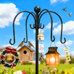 Heavy-Duty Adjustable Shepherd Hook – 4 Hooks & Anti-Tip Base - Upgraded Quality - 8 Hooks