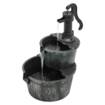 27&quote; 2-Tier Barrel Outdoor Water Fountain – 11L Garden Waterfall