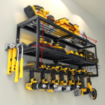 Heavy-Duty Wall-Mount Power Tool Organizer – Iron Storage Rack - 3 Layer 7 Slot