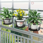 3-Pack Hanging Metal Flower Pot Racks for Railings & Fences