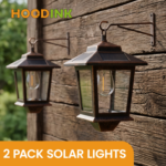 Solar Outdoor Wall Lanterns 2-Pack – 3000K Warm White Sconces - 2pcs Brown