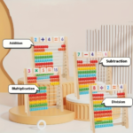 Wooden Calculation Rack Math Toy with 120 Cards for Kids