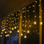 96 LED Snowflake Icicle Curtain Lights – Christmas & Holiday Decor