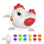 Toddler Easter Egg Color Matching Toy & Shape Sorter 6 Eggs - Easter Chicken Toy